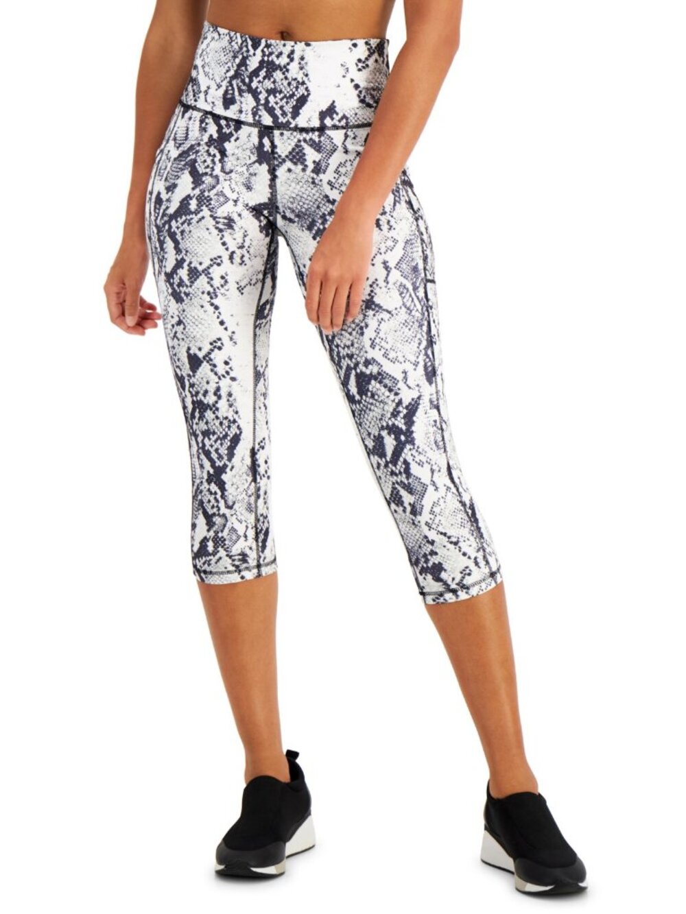 Ideology Womens Activewear Snake-Embossed Cropped Leggings